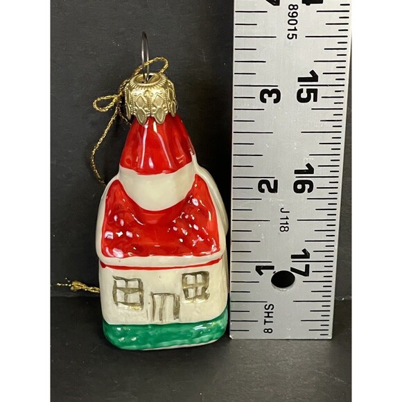 Vintage Set of 2 Blown Glass Ornaments House Cottage Hand Painted - West Germany - Picture 8 of 9